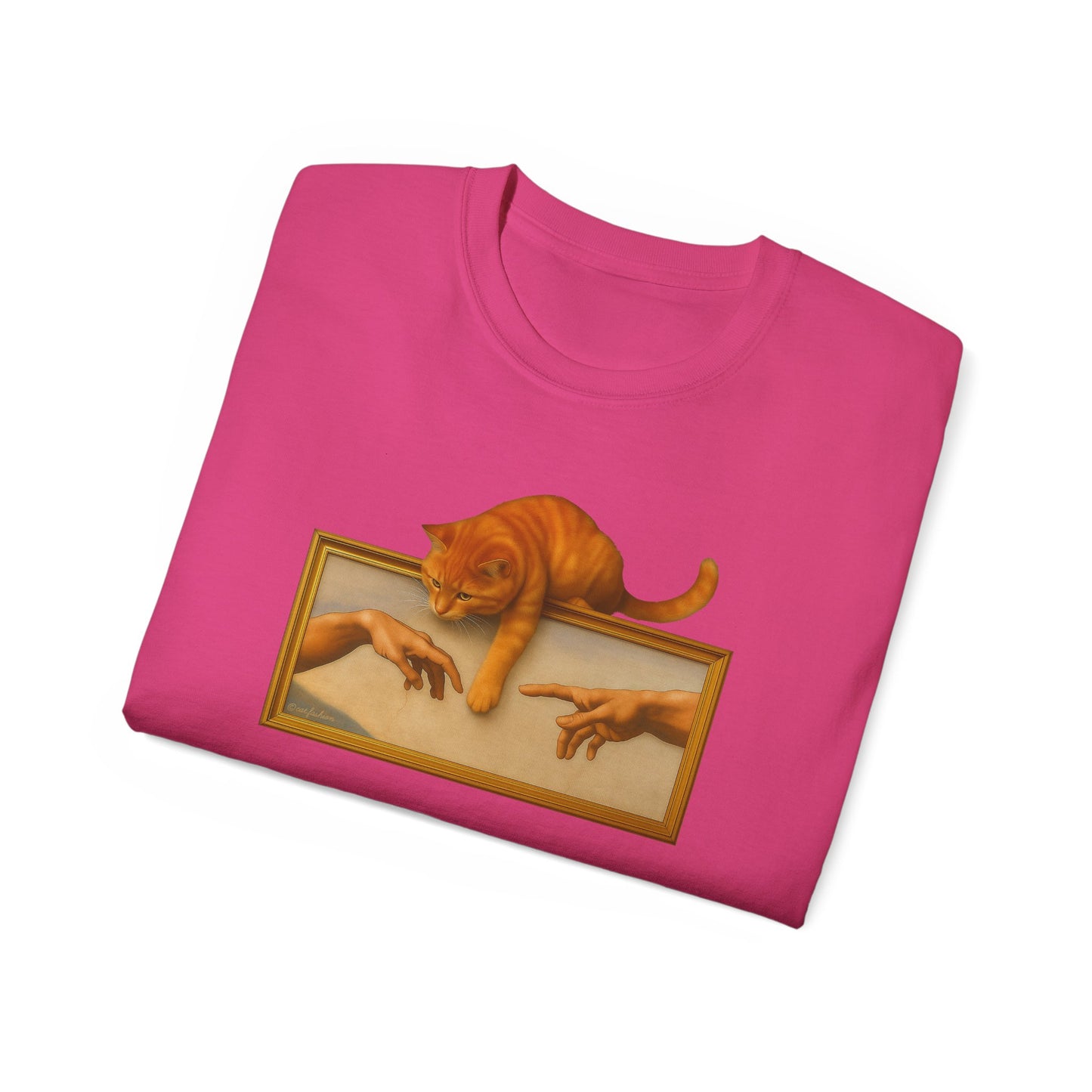 T-Shirt: Creation Interrupted – Funny Cat Parody of Michelangelo’s Art – Playful Graphic Tee for Cat Lovers & Humor Fans