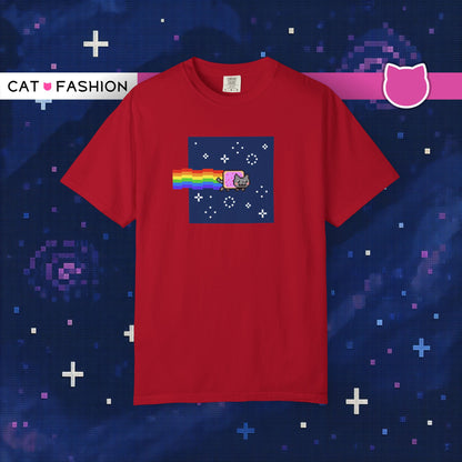 T-Shirt: Nyan Cat Meme - Funny Pixel Pop-Tart Cat in Space with Rainbow Trail - Retro Internet Viral Graphic Tee Unisex