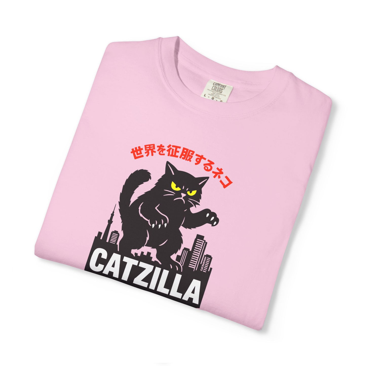 T-Shirt: Catzilla – Funny Japanese Monster Cat Meme Graphic Tee – Godzilla Parody Unisex Shirt for Cat Lovers & Otaku Vibes