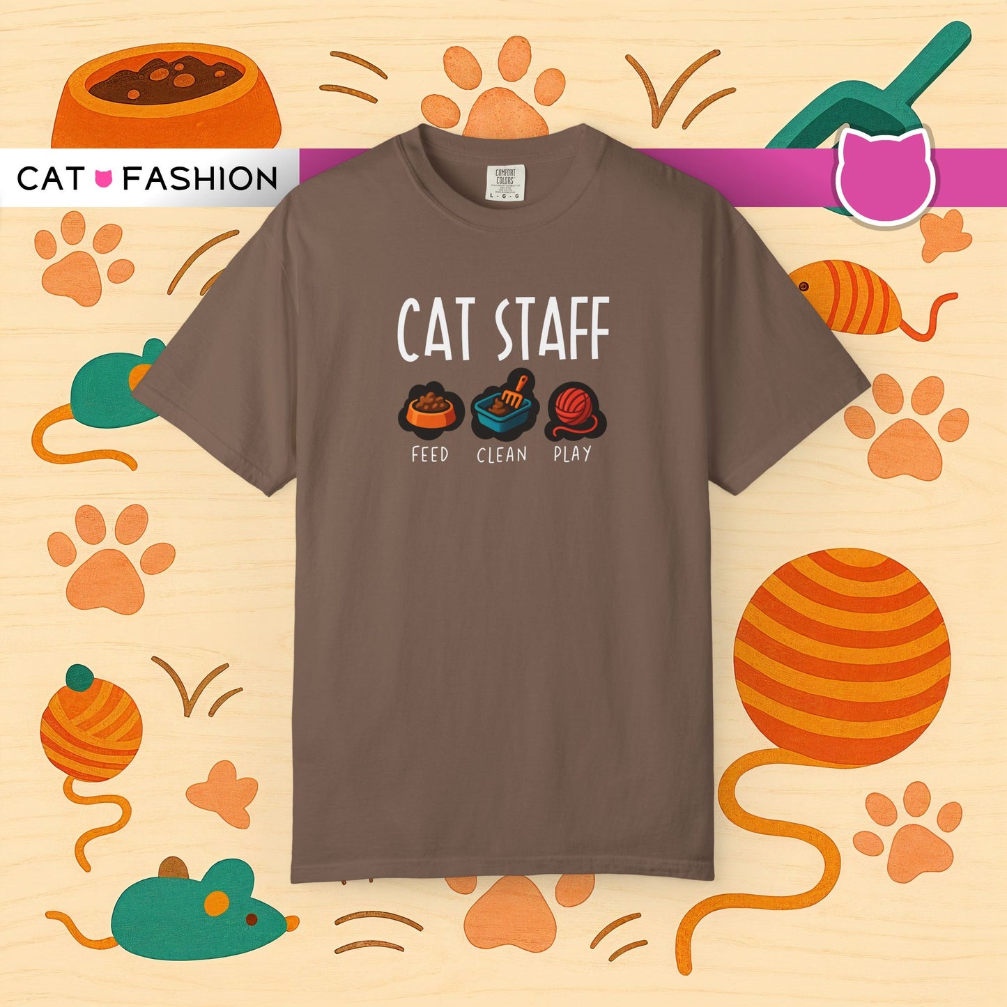 T-Shirt: Cat Staff Duties – Funny Pet Parent Graphic Tee – Cute Unisex Shirt Who Serve Their Furry Boss