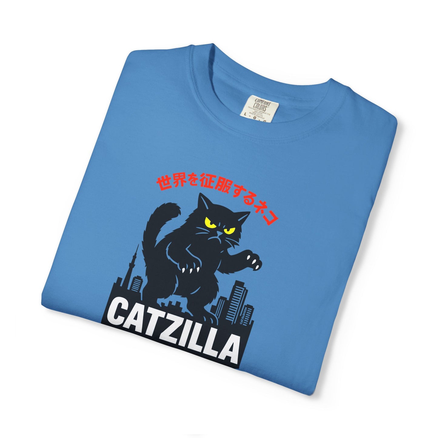 T-Shirt: Catzilla – Funny Japanese Monster Cat Meme Graphic Tee – Godzilla Parody Unisex Shirt for Cat Lovers & Otaku Vibes