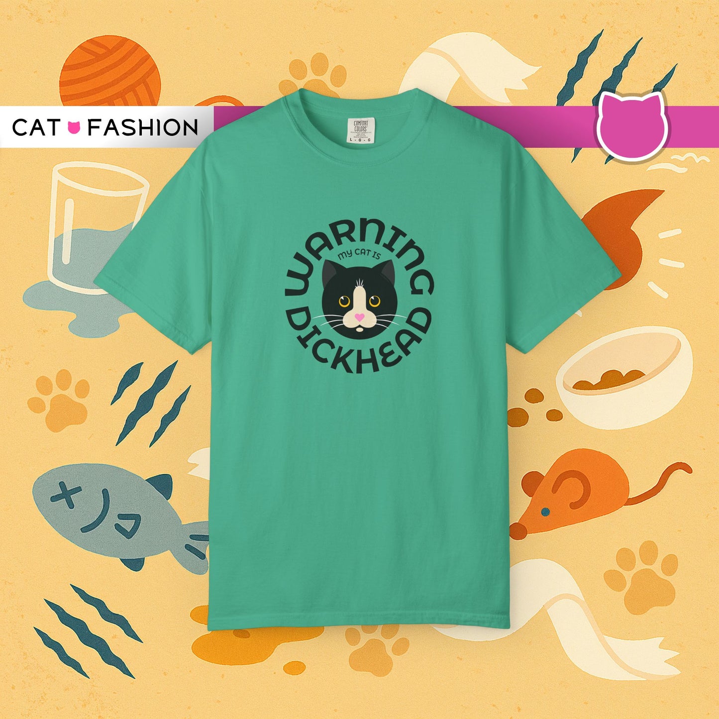 T-Shirt: My Cat Is a Dickhead – Add a Photo of Your Cat to Have it Printed on a Shirt.