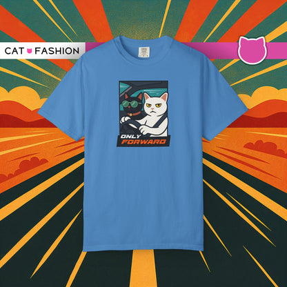 T-Shirt: Only Forward – Funny Cats Driving Graphic Tee – Cool Meme Shirt for Road Trip Fans