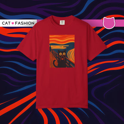 T-Shirt: The Screamed Cat - Funny Munch Scream Parody Tee - Bold Unisex Graphic Shirt for Art Fans and Cat Lovers