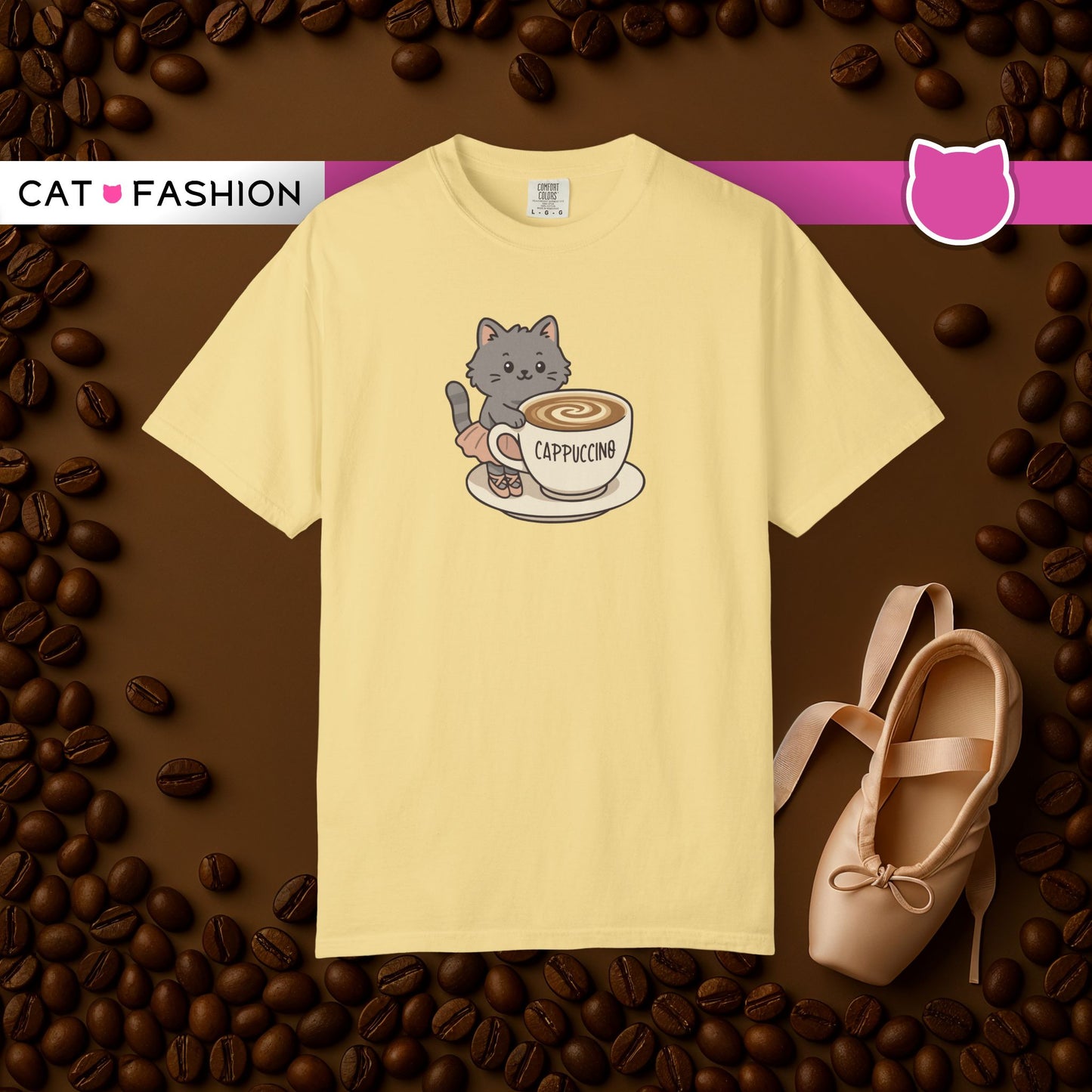 T-Shirt: Ballerina Meow Cappuccino – Cute Cat Ballet Coffee Lover Graphic Tee – Whimsical Unisex Shirt for Cozy Vibes & Caffeine Fans