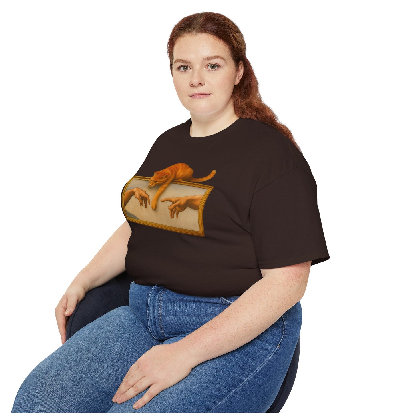 T-Shirt: Creation Interrupted – Funny Cat Parody of Michelangelo’s Art – Playful Graphic Tee for Cat Lovers & Humor Fans