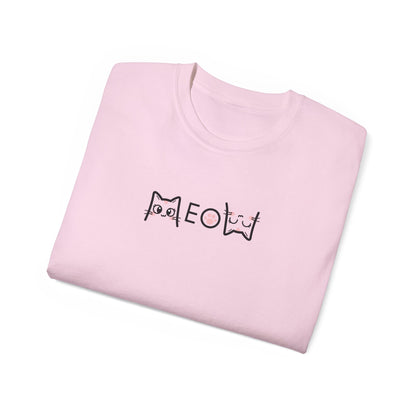T-Shirt: Simple MEOW – Minimalist Cat Lettering Graphic Tee – Cute Unisex Shirt for Everyday Casual Style