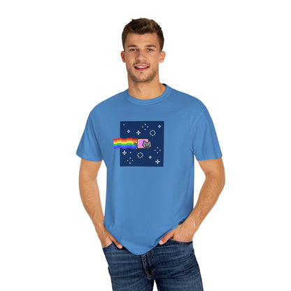 T-Shirt: Nyan Cat Meme - Funny Pixel Pop-Tart Cat in Space with Rainbow Trail - Retro Internet Viral Graphic Tee Unisex