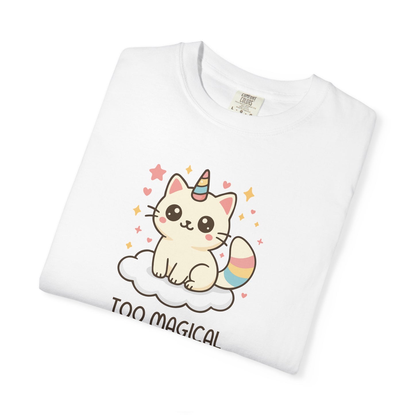 T-Shirt: Too Magical - Cute Unicorn Cat Kawaii Tee for Girls, Teens & Cat Lovers - Pastel Aesthetic Unisex Graphic Shirt