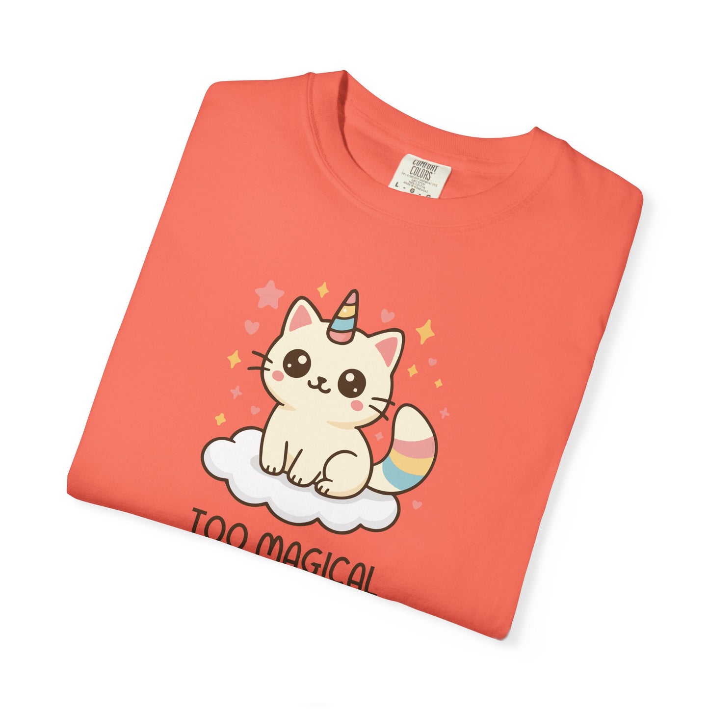 T-Shirt: Too Magical - Cute Unicorn Cat Kawaii Tee for Girls, Teens & Cat Lovers - Pastel Aesthetic Unisex Graphic Shirt