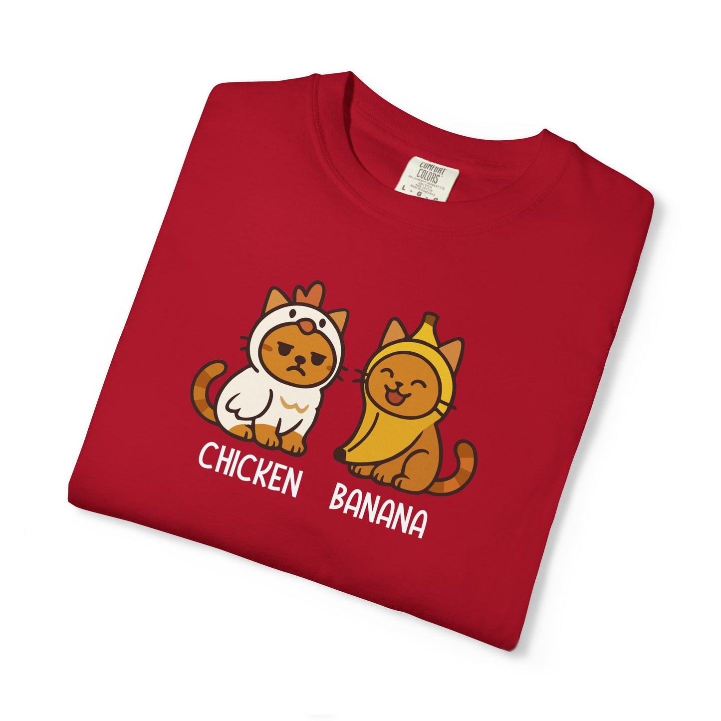 T-Shirt: Chicken Banana - Funny Viral Meme Cat Costume Tee - Cute Unisex Shirt for Cat Lovers, Trend Fans and Kawaii Humor