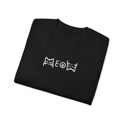 T-Shirt: Simple MEOW – Minimalist Cat Lettering Graphic Tee – Cute Unisex Shirt for Everyday Casual Style