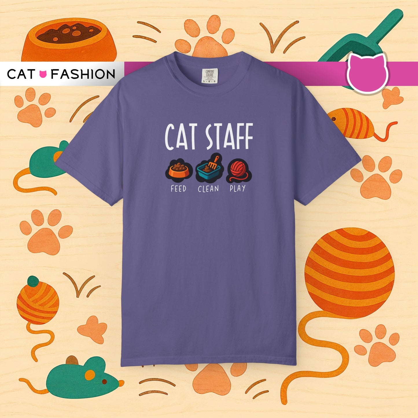 T-Shirt: Cat Staff Duties – Funny Pet Parent Graphic Tee – Cute Unisex Shirt Who Serve Their Furry Boss