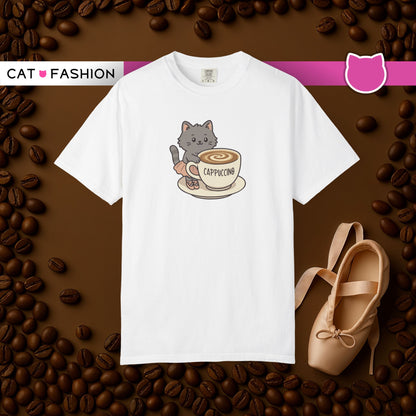 T-Shirt: Ballerina Meow Cappuccino – Cute Cat Ballet Coffee Lover Graphic Tee – Whimsical Unisex Shirt for Cozy Vibes & Caffeine Fans