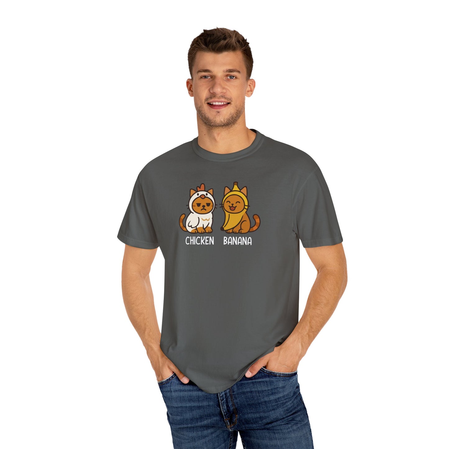 T-Shirt: Chicken Banana - Funny Viral Meme Cat Costume Tee - Cute Unisex Shirt for Cat Lovers, Trend Fans and Kawaii Humor