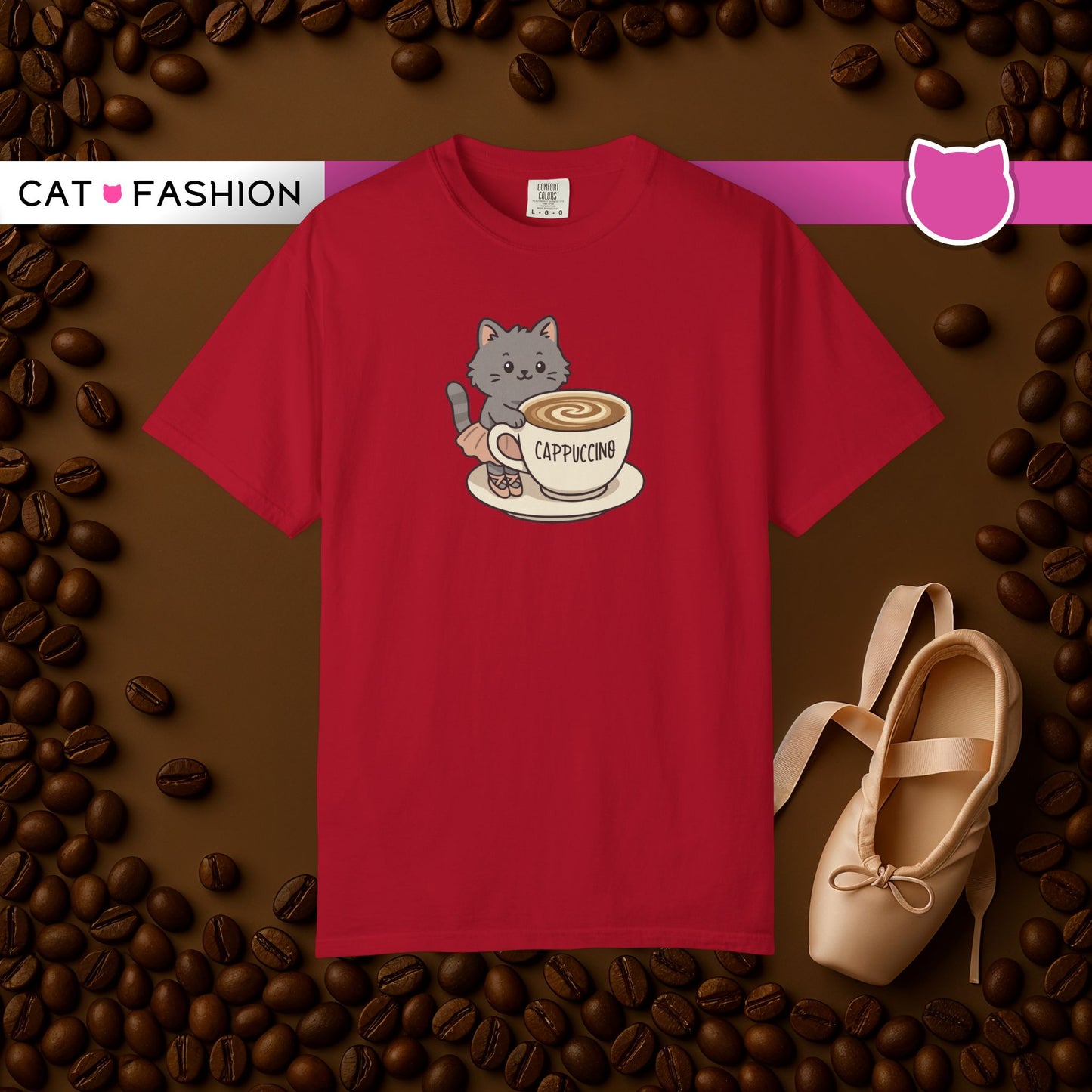 T-Shirt: Ballerina Meow Cappuccino – Cute Cat Ballet Coffee Lover Graphic Tee – Whimsical Unisex Shirt for Cozy Vibes & Caffeine Fans