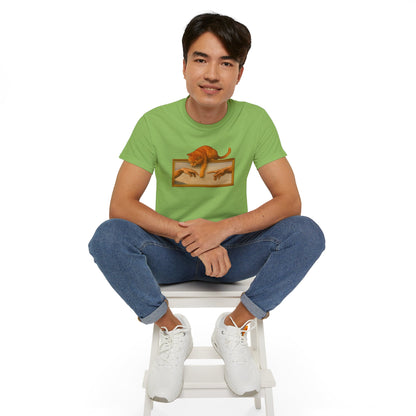 T-Shirt: Creation Interrupted – Funny Cat Parody of Michelangelo’s Art – Playful Graphic Tee for Cat Lovers & Humor Fans