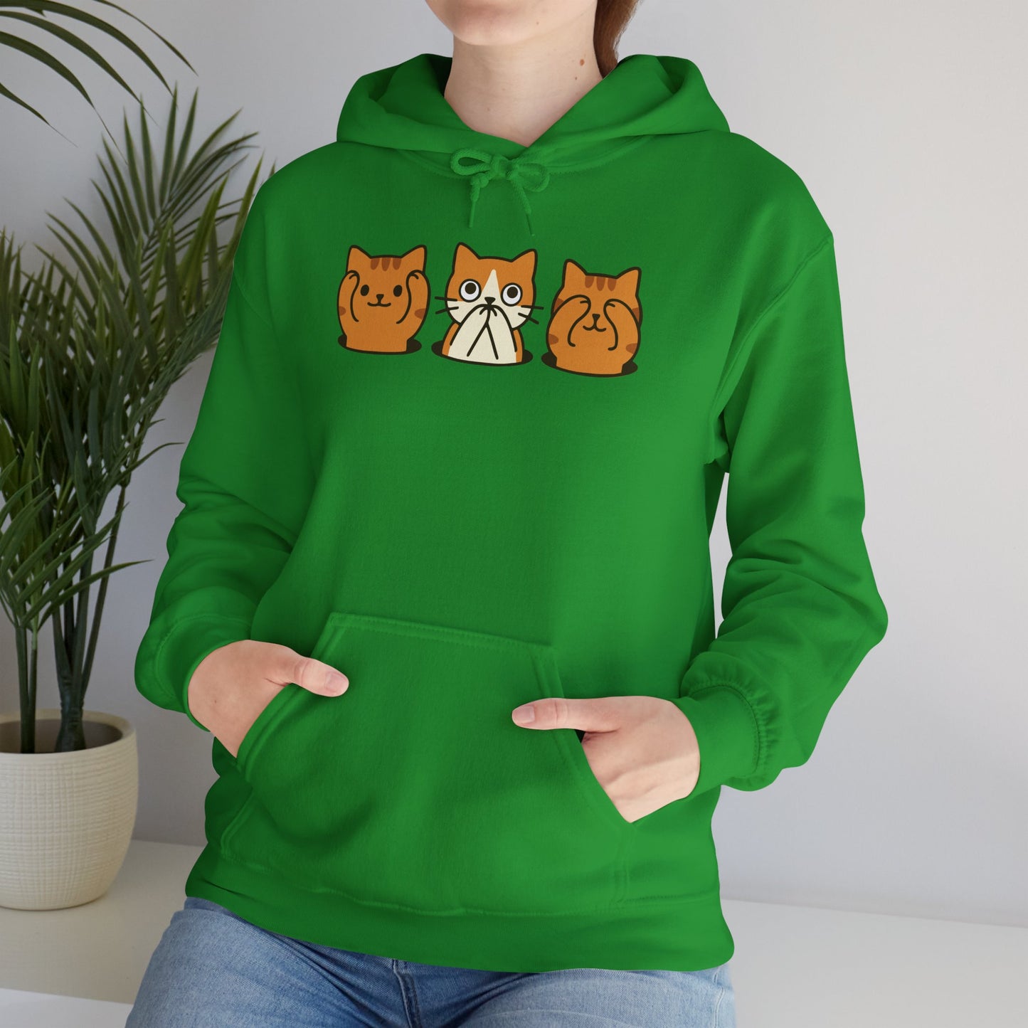 Hoodie: Three Wise Cats (Unisex Heavy Blend™)