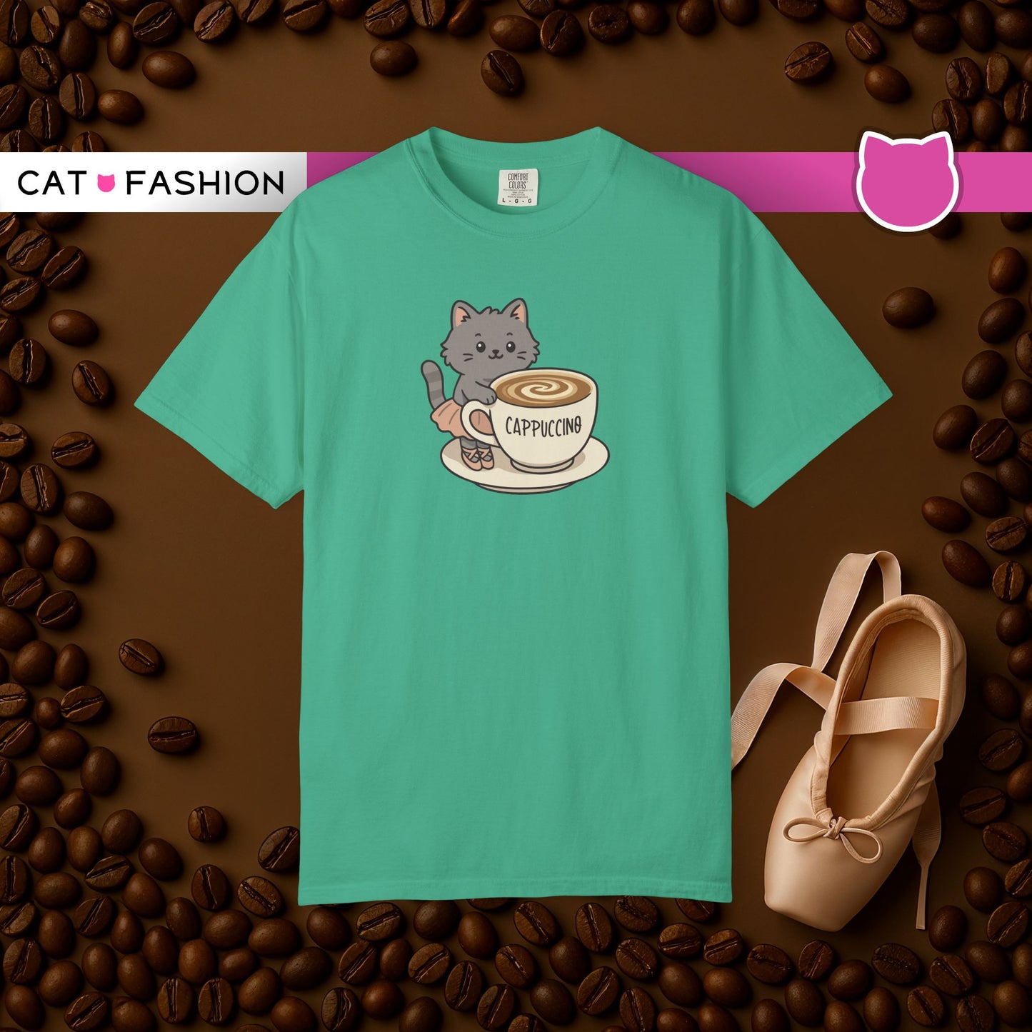 T-Shirt: Ballerina Meow Cappuccino – Cute Cat Ballet Coffee Lover Graphic Tee – Whimsical Unisex Shirt for Cozy Vibes & Caffeine Fans