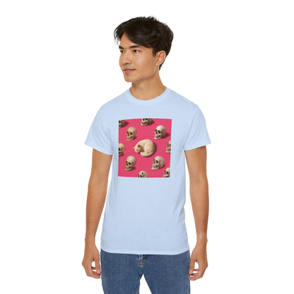 T-Shirt: The Cat and His Former Owners – Dark Humor Cat Graphic Tee – Funny Spooky Skull Unisex Shirt for Gothic Vibes