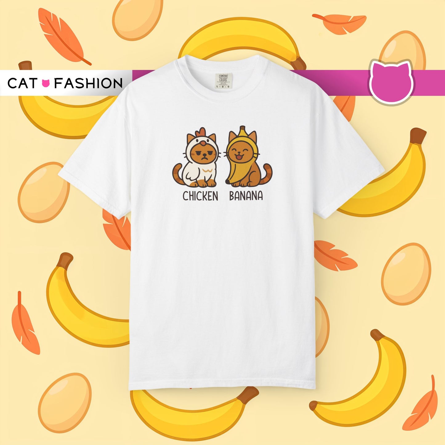 T-Shirt: Chicken Banana - Funny Viral Meme Cat Costume Tee - Cute Unisex Shirt for Cat Lovers, Trend Fans and Kawaii Humor