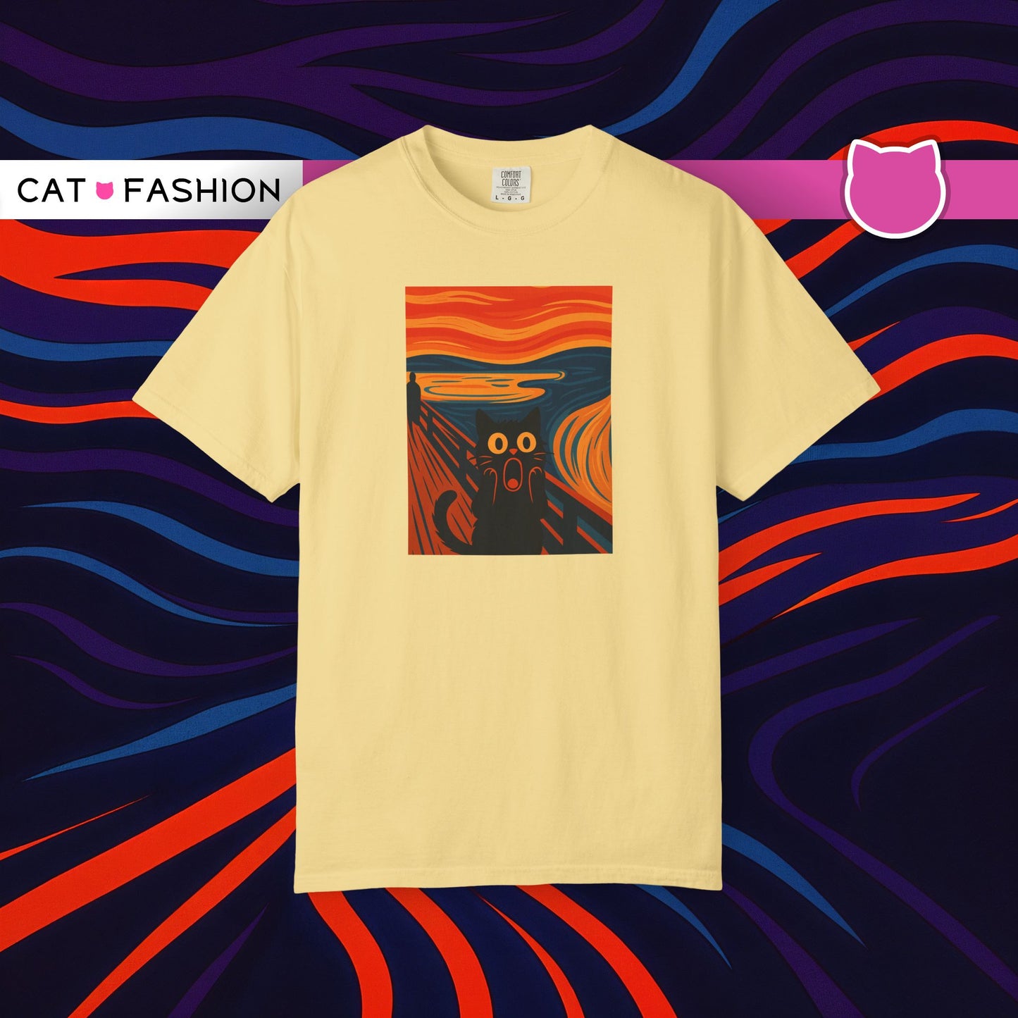 T-Shirt: The Screamed Cat - Funny Munch Scream Parody Tee - Bold Unisex Graphic Shirt for Art Fans and Cat Lovers