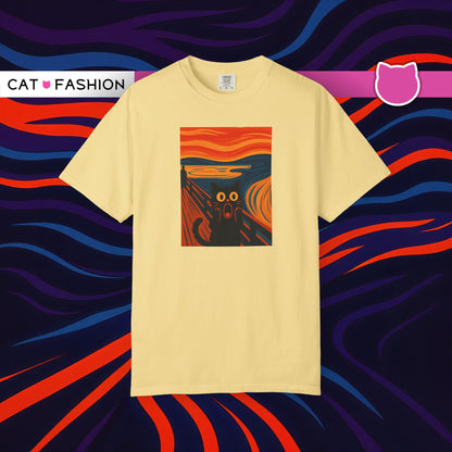 T-Shirt: The Screamed Cat - Funny Munch Scream Parody Tee - Bold Unisex Graphic Shirt for Art Fans and Cat Lovers