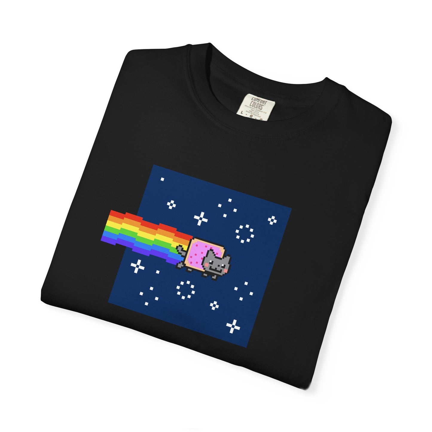 T-Shirt: Nyan Cat Meme - Funny Pixel Pop-Tart Cat in Space with Rainbow Trail - Retro Internet Viral Graphic Tee Unisex