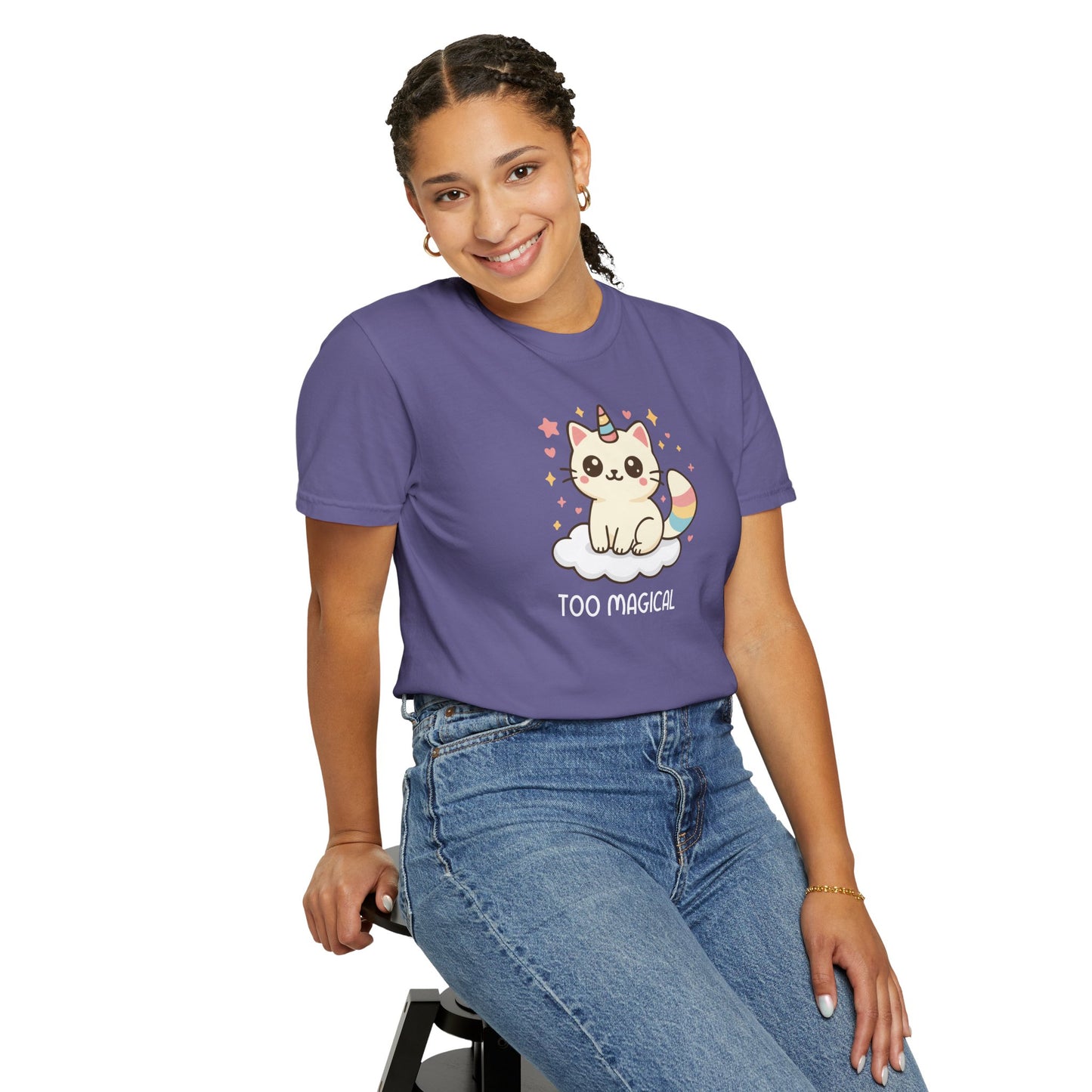 T-Shirt: Too Magical - Cute Unicorn Cat Kawaii Tee for Girls, Teens & Cat Lovers - Pastel Aesthetic Unisex Graphic Shirt