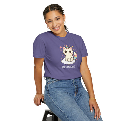 T-Shirt: Too Magical - Cute Unicorn Cat Kawaii Tee for Girls, Teens & Cat Lovers - Pastel Aesthetic Unisex Graphic Shirt