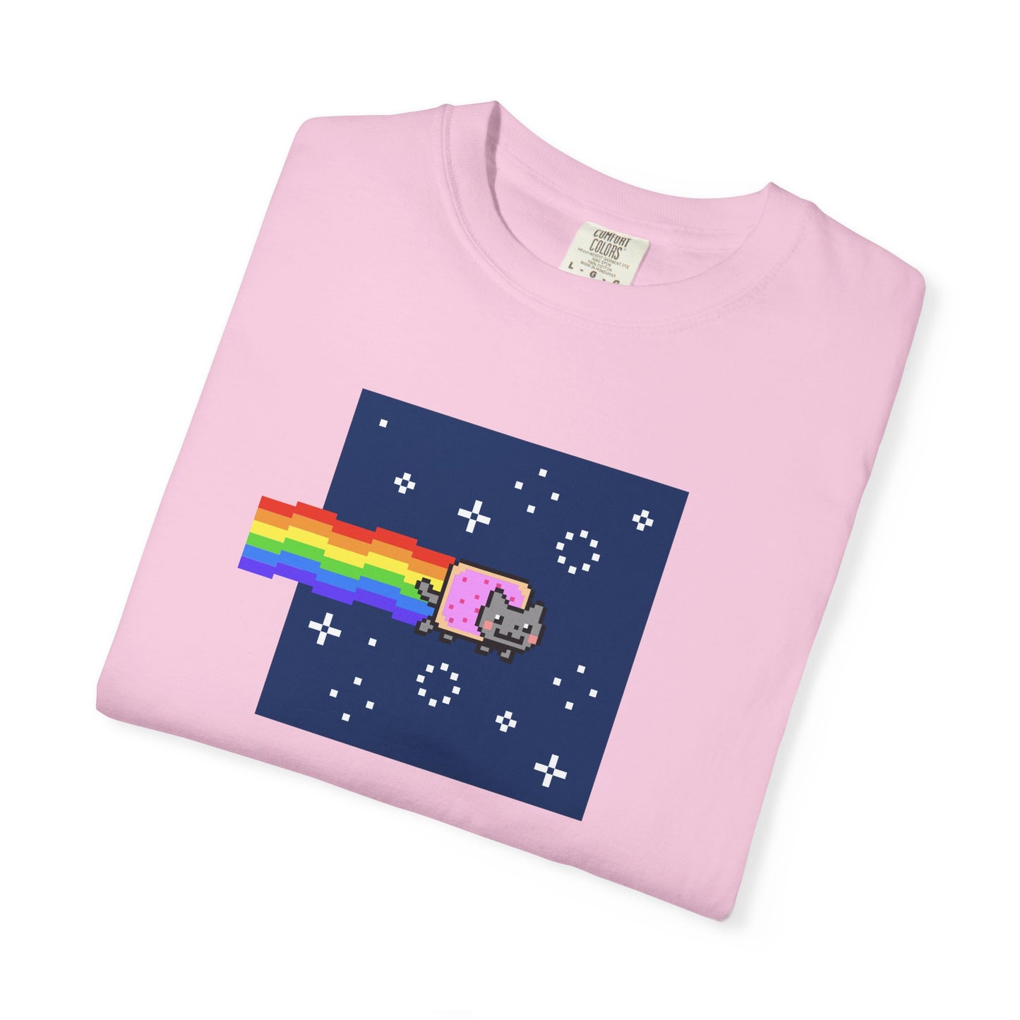 T-Shirt: Nyan Cat Meme - Funny Pixel Pop-Tart Cat in Space with Rainbow Trail - Retro Internet Viral Graphic Tee Unisex