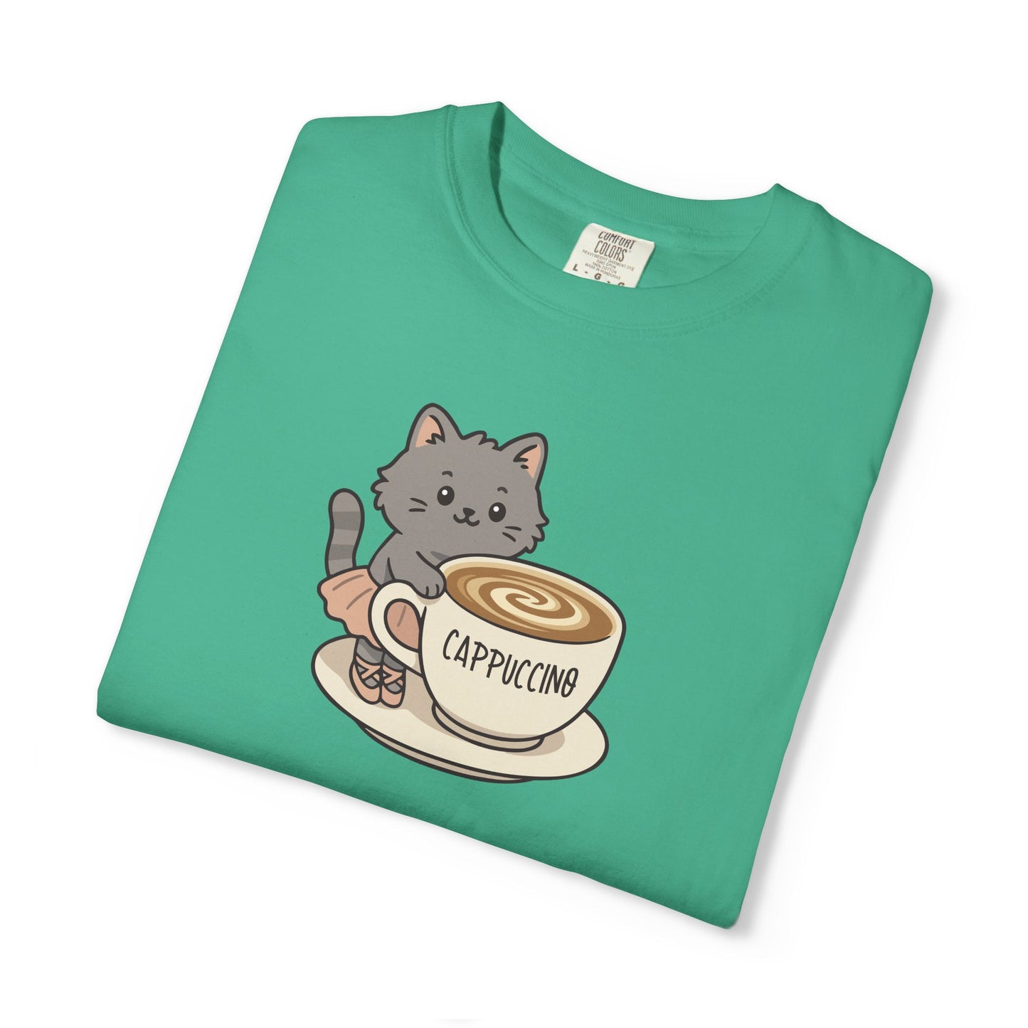 T-Shirt: Ballerina Meow Cappuccino – Cute Cat Ballet Coffee Lover Graphic Tee – Whimsical Unisex Shirt for Cozy Vibes & Caffeine Fans