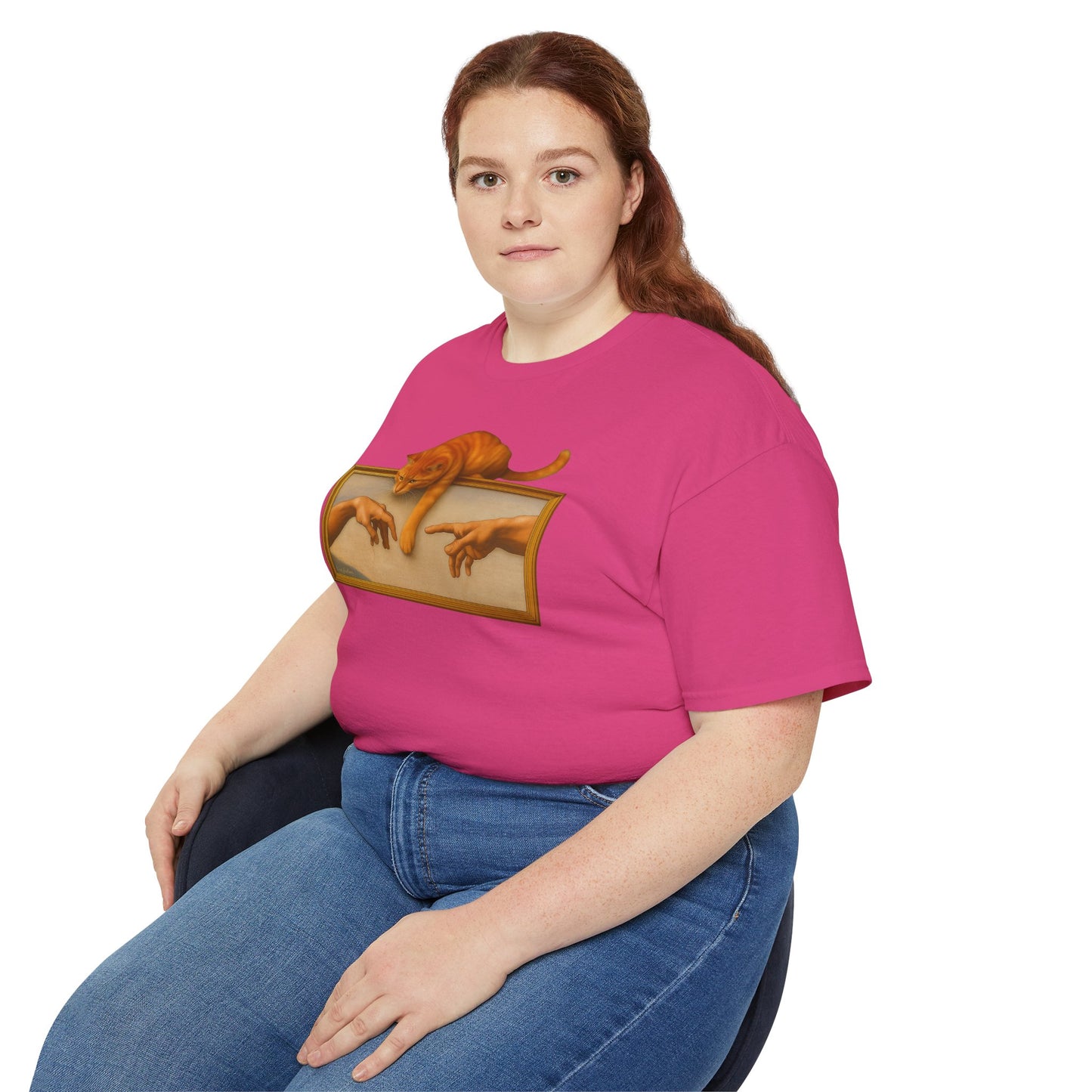 T-Shirt: Creation Interrupted – Funny Cat Parody of Michelangelo’s Art – Playful Graphic Tee for Cat Lovers & Humor Fans