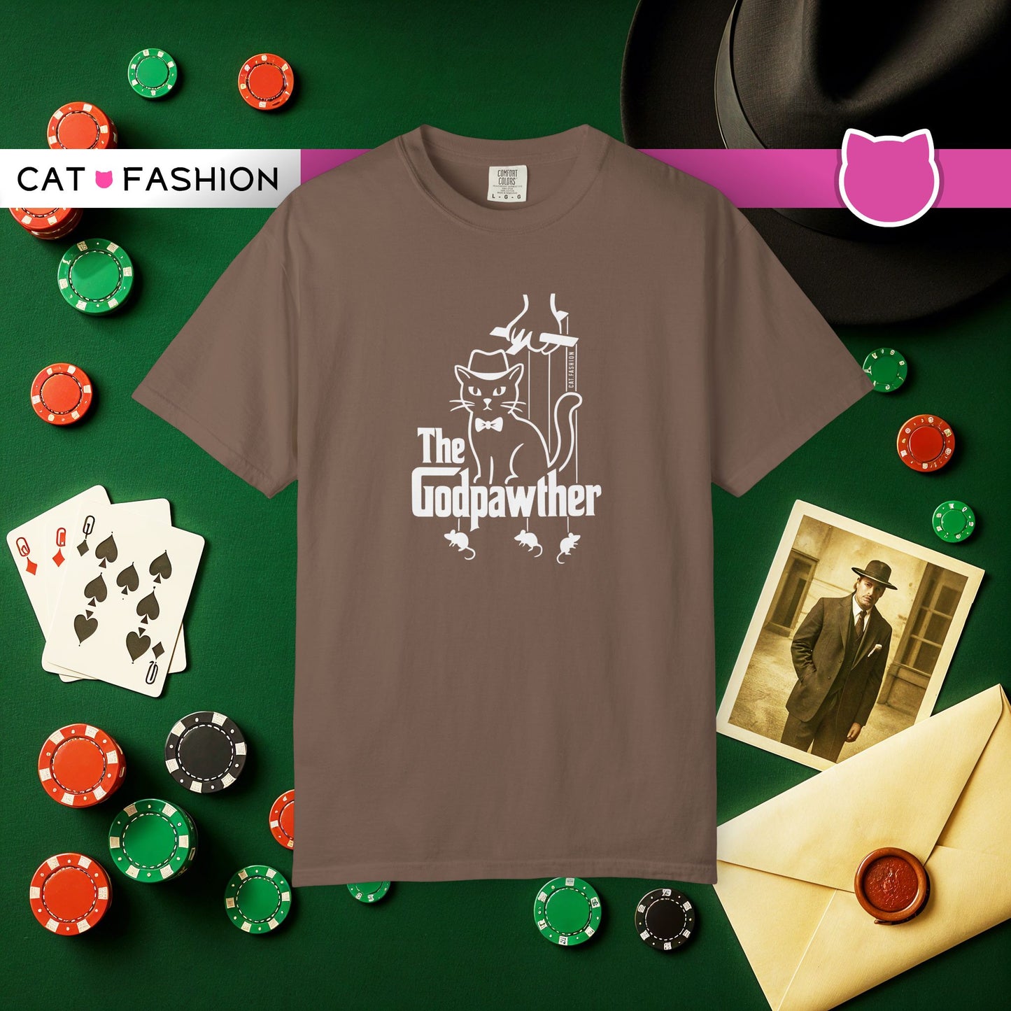 T-Shirt: The Godpawther – Funny Cat Mafia Parody Graphic Tee – Cool Unisex Shirt for Cat Lovers & Movie Fans