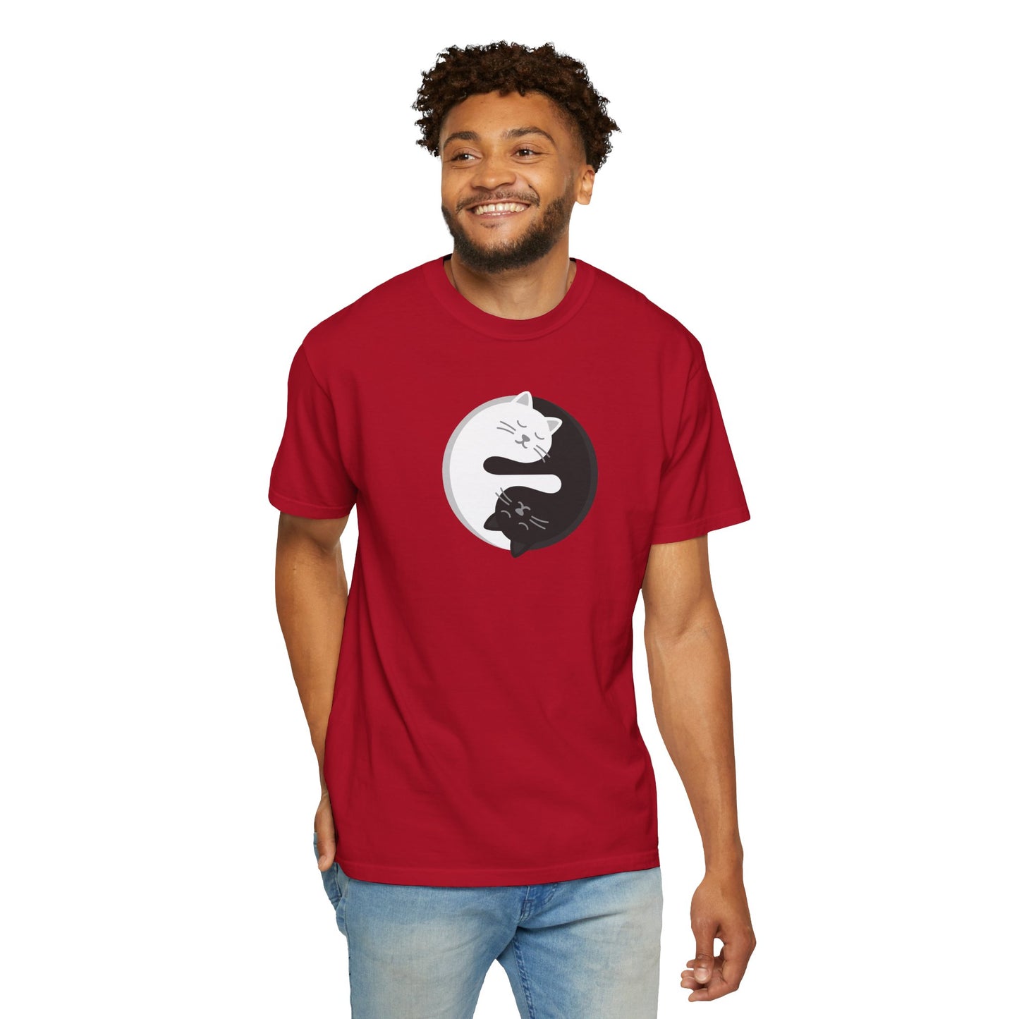 T-Shirt: Yin Yang Cats - Minimalist Zen Kitty Graphic Tee - Cute Black & White Cat Unisex Shirt for Balance and Chill Vibes