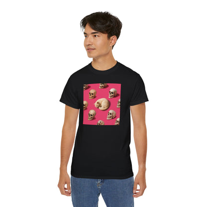 T-Shirt: The Cat and His Former Owners – Dark Humor Cat Graphic Tee – Funny Spooky Skull Unisex Shirt for Gothic Vibes