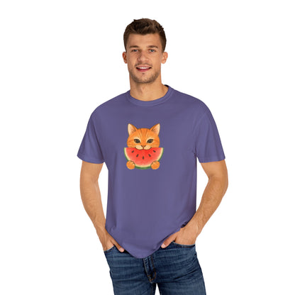 T-Shirt: Cat & Watermelon– Cute Watermelon Cat Graphic Tee – Fun Summer Fruit Unisex Shirt for Cat Lovers & Whimsical Vibes