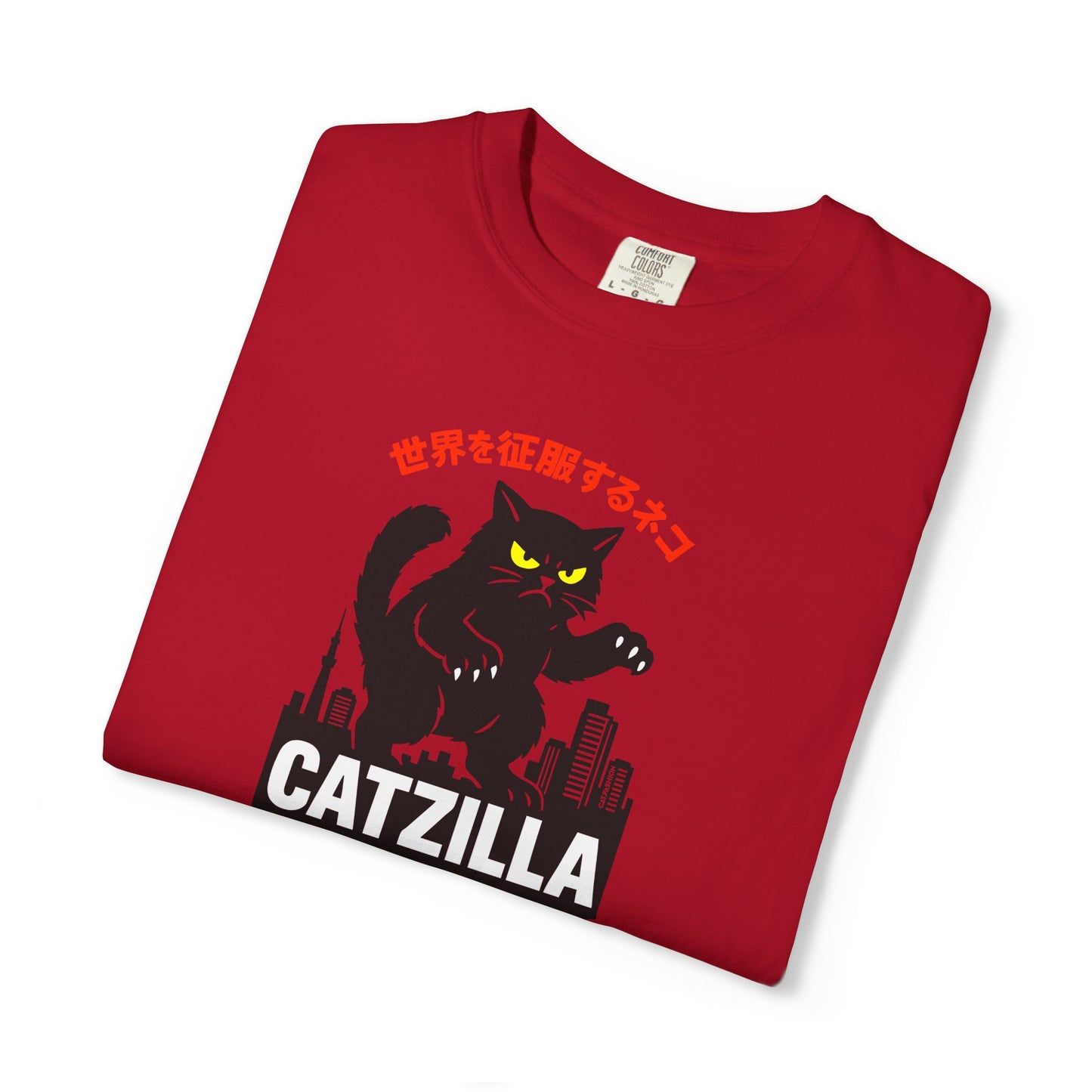 T-Shirt: Catzilla – Funny Japanese Monster Cat Meme Graphic Tee – Godzilla Parody Unisex Shirt for Cat Lovers & Otaku Vibes
