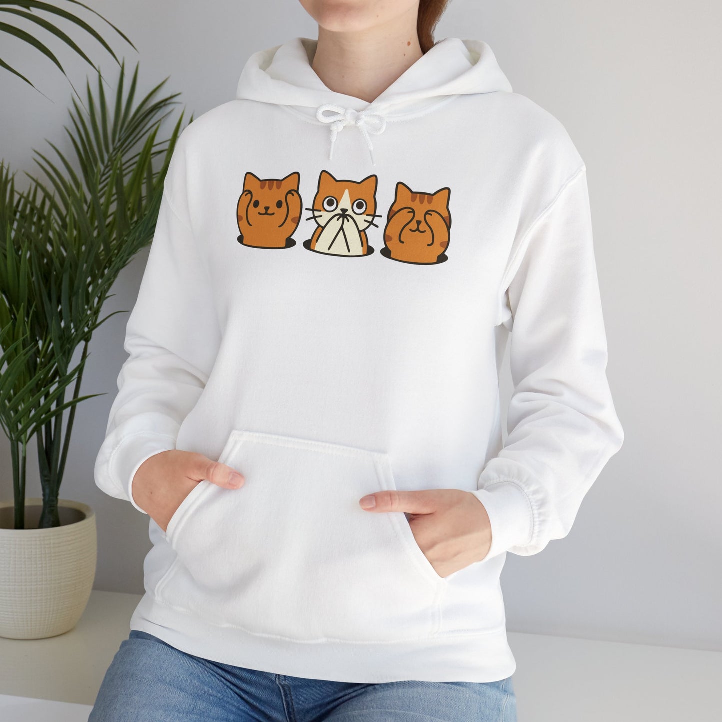 Hoodie: Three Wise Cats (Unisex Heavy Blend™)