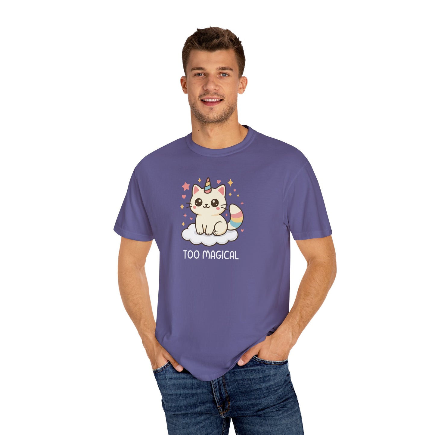T-Shirt: Too Magical - Cute Unicorn Cat Kawaii Tee for Girls, Teens & Cat Lovers - Pastel Aesthetic Unisex Graphic Shirt