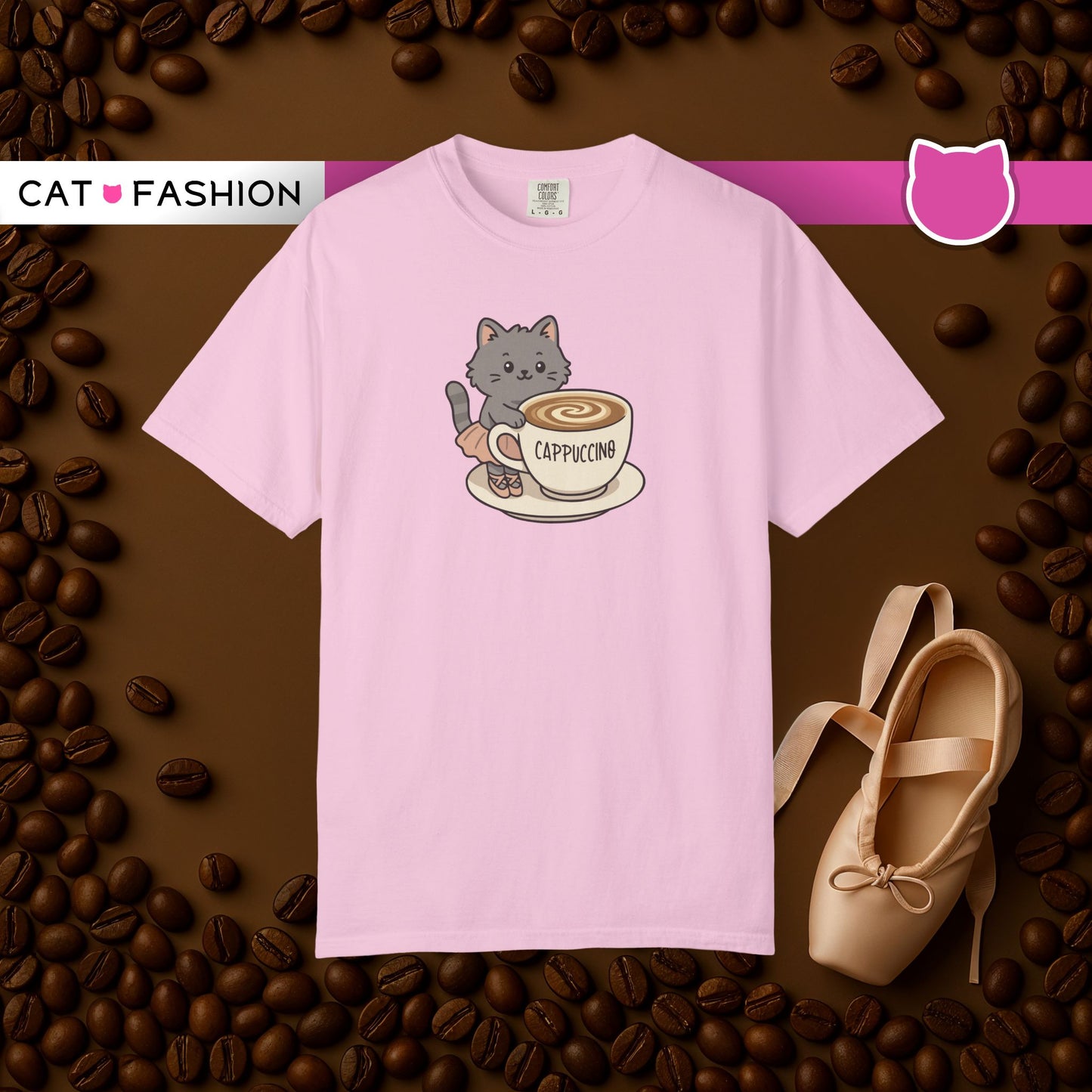 T-Shirt: Ballerina Meow Cappuccino – Cute Cat Ballet Coffee Lover Graphic Tee – Whimsical Unisex Shirt for Cozy Vibes & Caffeine Fans