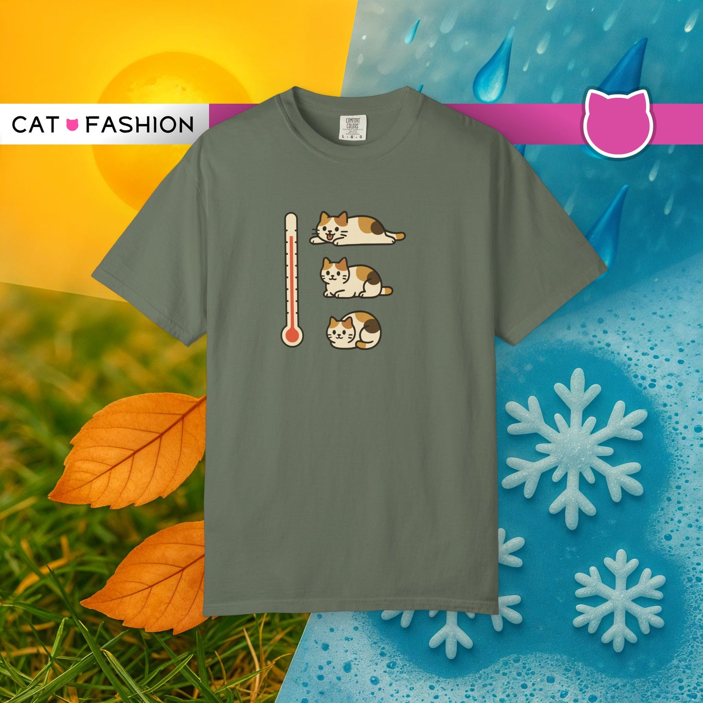 T-Shirt: ThermoMeow – Funny Cat Temperature Chart Graphic Tee – Cute Unisex Shirt for Cat Lovers & Weather Moods