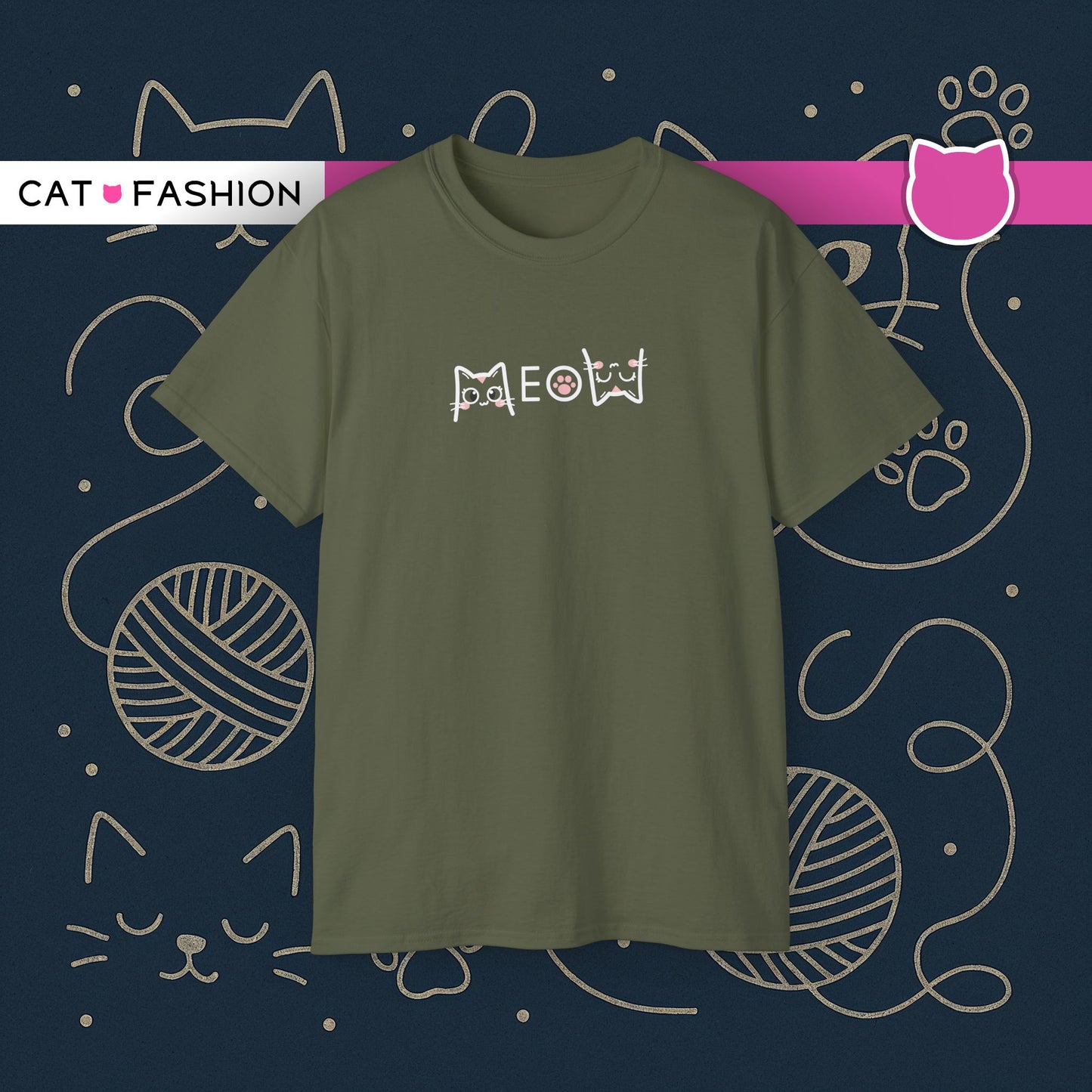 T-Shirt: Simple MEOW – Minimalist Cat Lettering Graphic Tee – Cute Unisex Shirt for Everyday Casual Style