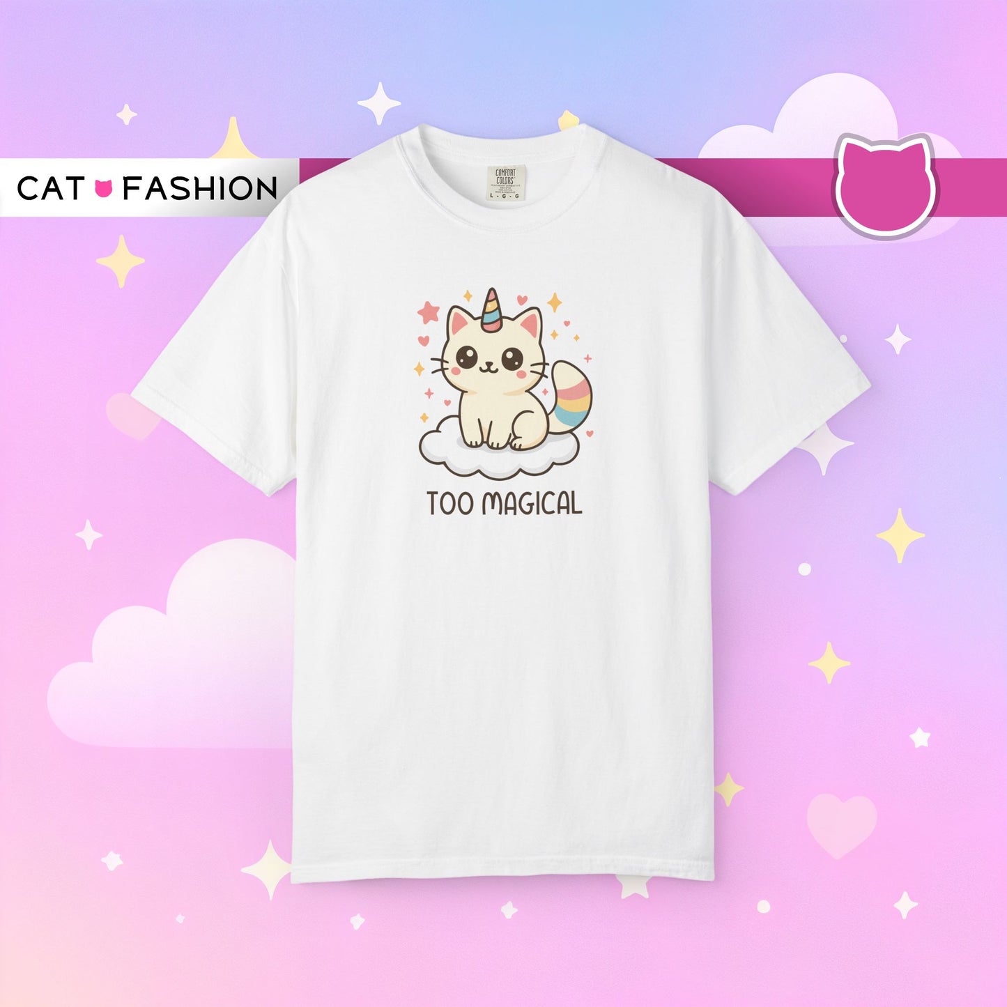 T-Shirt: Too Magical - Cute Unicorn Cat Kawaii Tee for Girls, Teens & Cat Lovers - Pastel Aesthetic Unisex Graphic Shirt