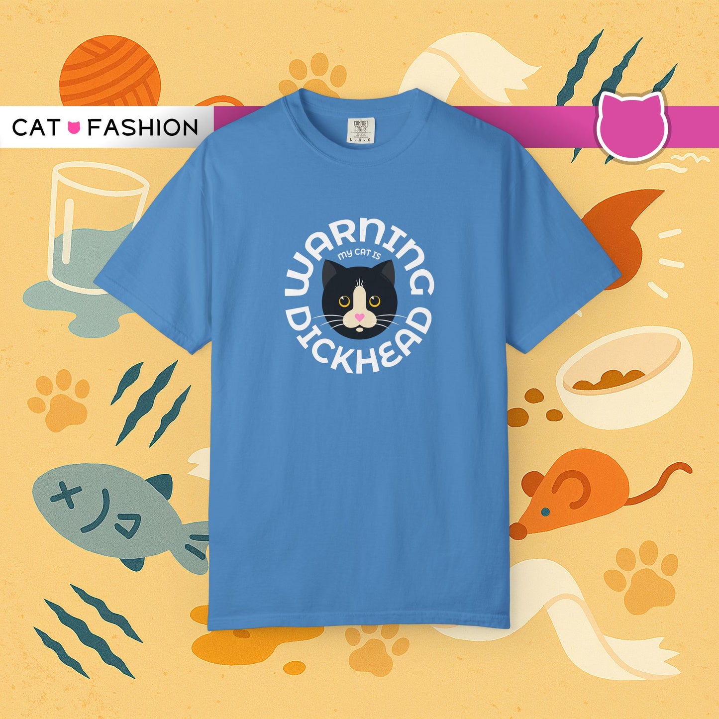 T-Shirt: My Cat Is a Dickhead – Add a Photo of Your Cat to Have it Printed on a Shirt.