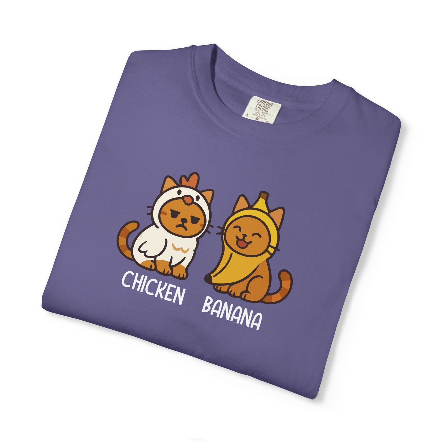 T-Shirt: Chicken Banana - Funny Viral Meme Cat Costume Tee - Cute Unisex Shirt for Cat Lovers, Trend Fans and Kawaii Humor