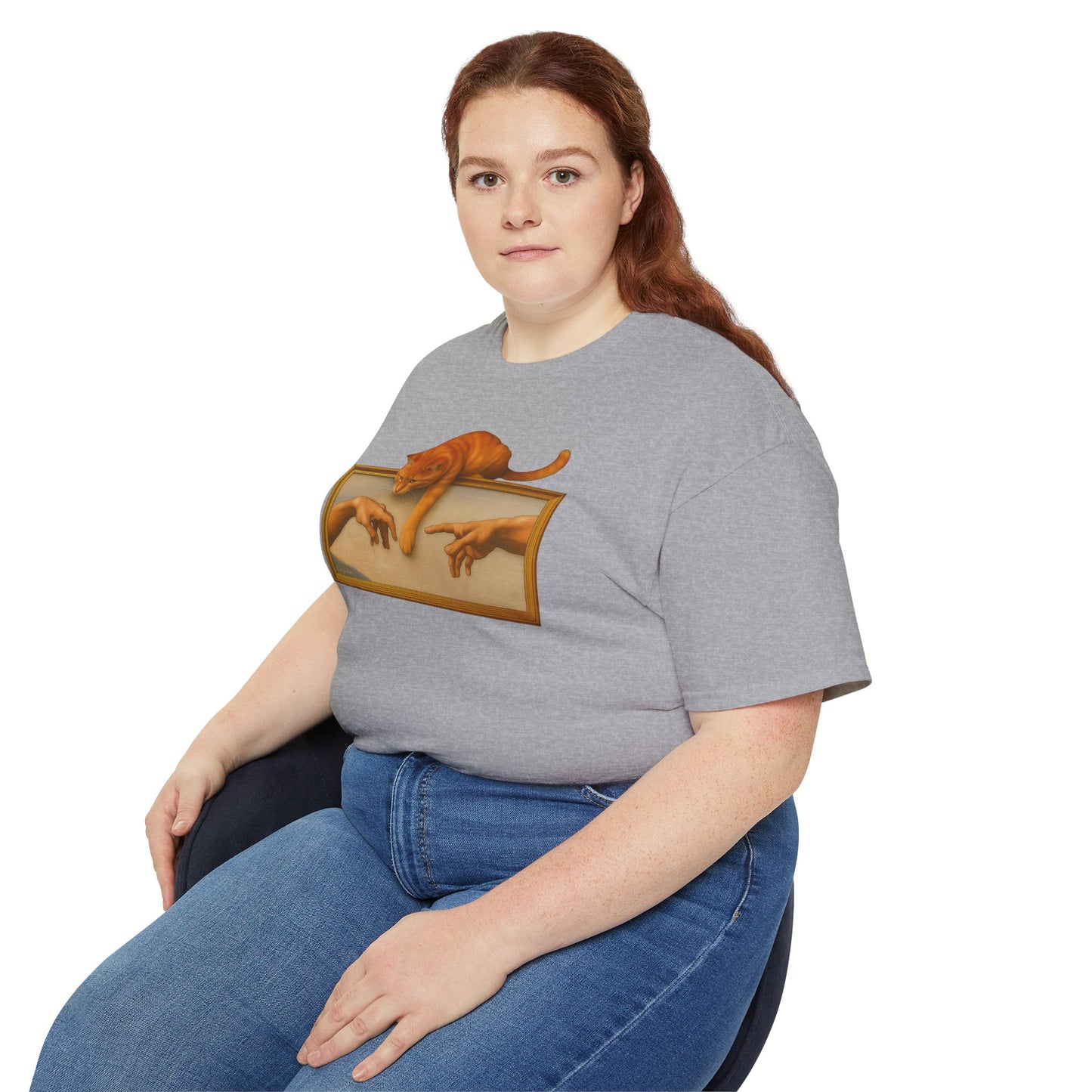 T-Shirt: Creation Interrupted – Funny Cat Parody of Michelangelo’s Art – Playful Graphic Tee for Cat Lovers & Humor Fans
