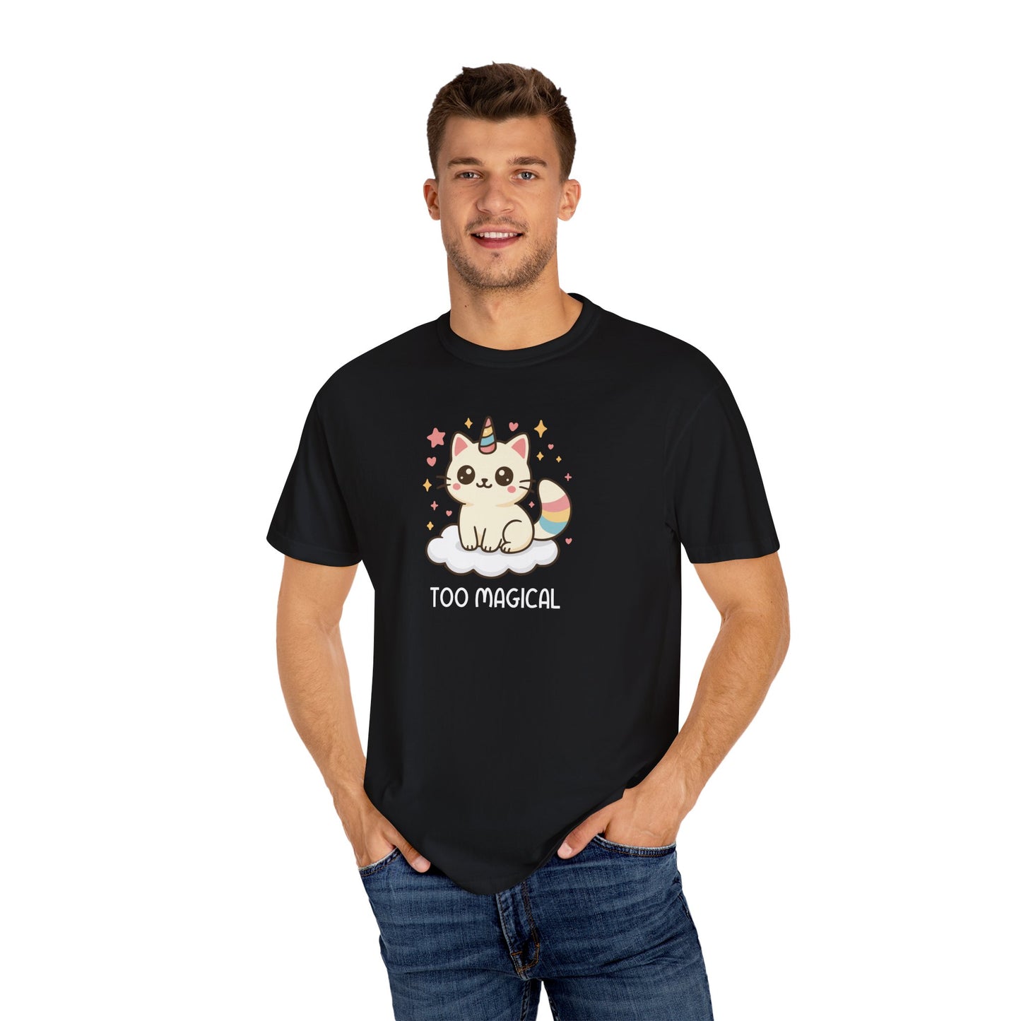 T-Shirt: Too Magical - Cute Unicorn Cat Kawaii Tee for Girls, Teens & Cat Lovers - Pastel Aesthetic Unisex Graphic Shirt