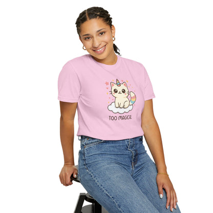 T-Shirt: Too Magical - Cute Unicorn Cat Kawaii Tee for Girls, Teens & Cat Lovers - Pastel Aesthetic Unisex Graphic Shirt