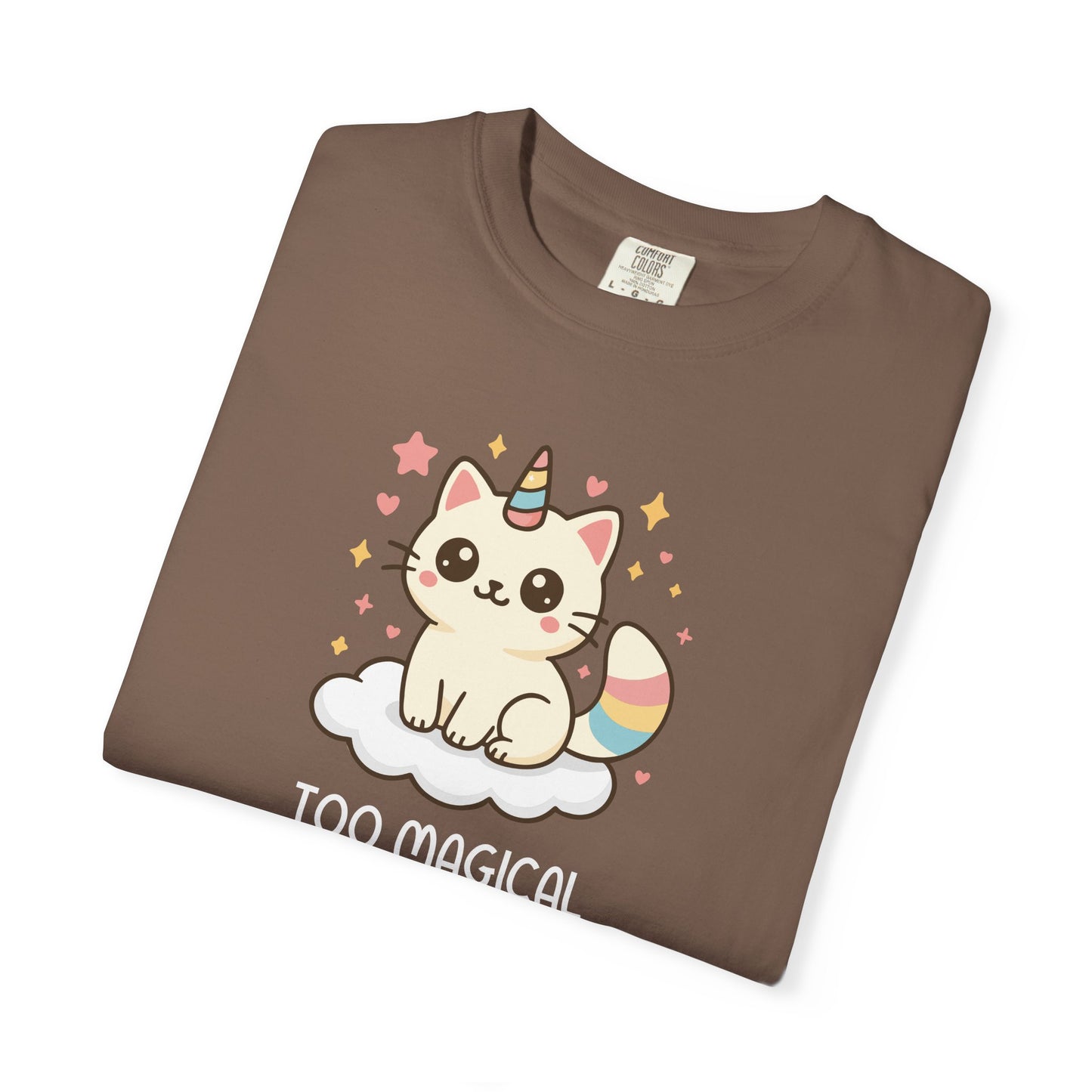 T-Shirt: Too Magical - Cute Unicorn Cat Kawaii Tee for Girls, Teens & Cat Lovers - Pastel Aesthetic Unisex Graphic Shirt